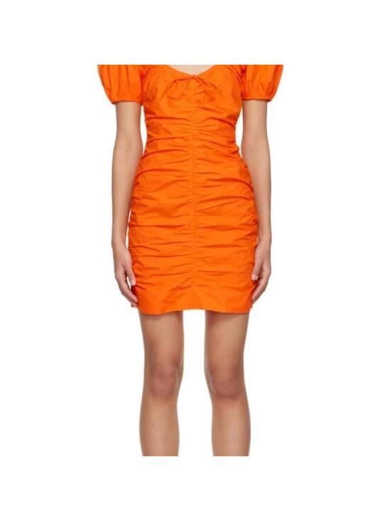 Ganni Dresses & Skirts - Ganni Orange Cotton-Poplin Mini Dress